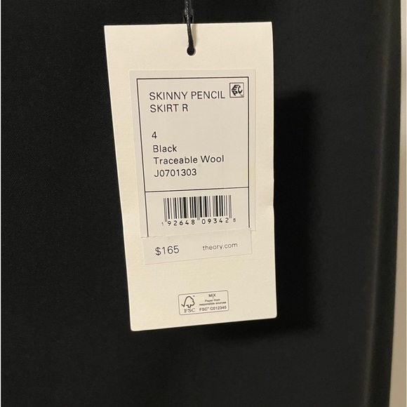 Theory black wool skinny pencil skirt NWT - Picture 3 of 4